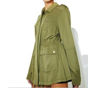 Dance & Marvel Army Green Soft Twill Jacket Utility Parka Size M